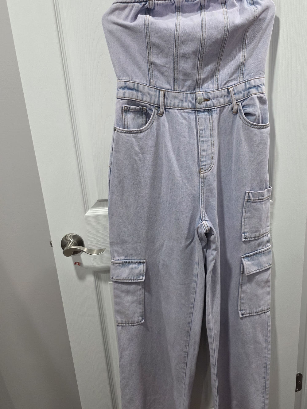 wild fable Light Wash Denim Cargo Overalls